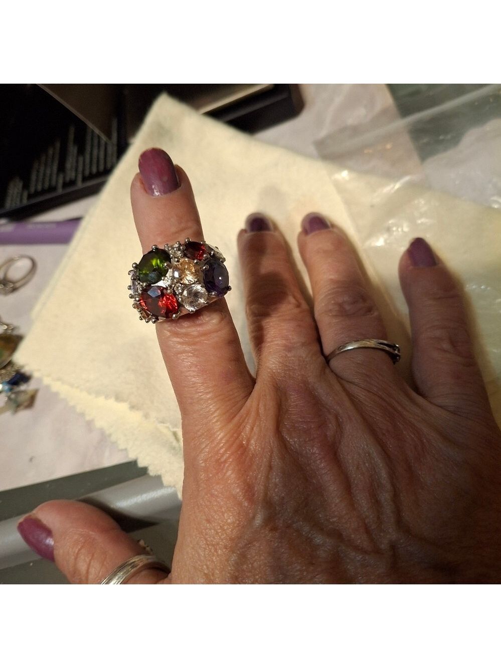 NVC SS multicolored ring sz 7